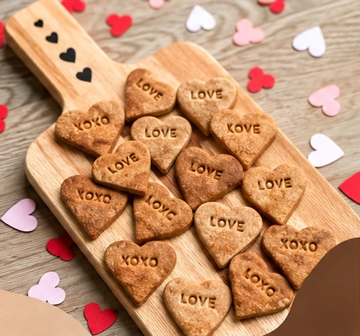 Gepersonaliseerde hondenkoekjes in hartvorm